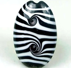 LAMPWORK Handmade Glass Funky Zebra Focal Pendant Bead (1) - Picture 1 of 3