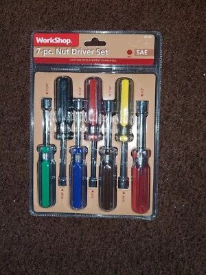 Color Coded 7 Pc Nut Driver Set Chrome Plated Carbon Steel Shaft WorkShop 81398 - Image 1 of 3