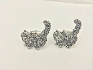 Standing Cat A40 Fine English Pewter Animal Cufflinks Handmade In Sheffield - Picture 1 of 1