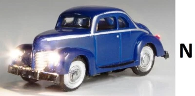 N Scale - "Blue Coupe" Just Plug Illuminated Vehicle,  WOO-JP5618 - Image 1 of 4