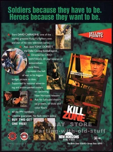 KILL ZONE__Original 1993 Trade print AD / ADVERT__Tony Dorsett__David Carradine - Picture 1 of 1