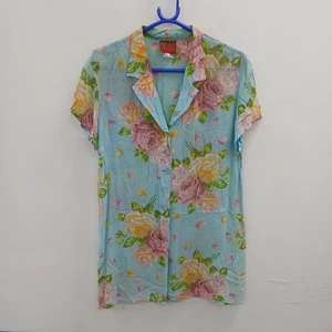Kenzo Jungle Floral Blouse UK 8 IT40 Blue Multi Viscose Summer RMF17-SM - Picture 1 of 4