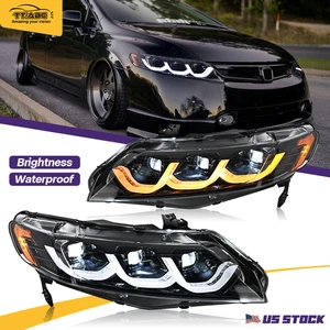 Pair LED Projector Headlight for Honda Civic Sedan 2006-2011 Headlamp Sequential - Picture 1 of 20