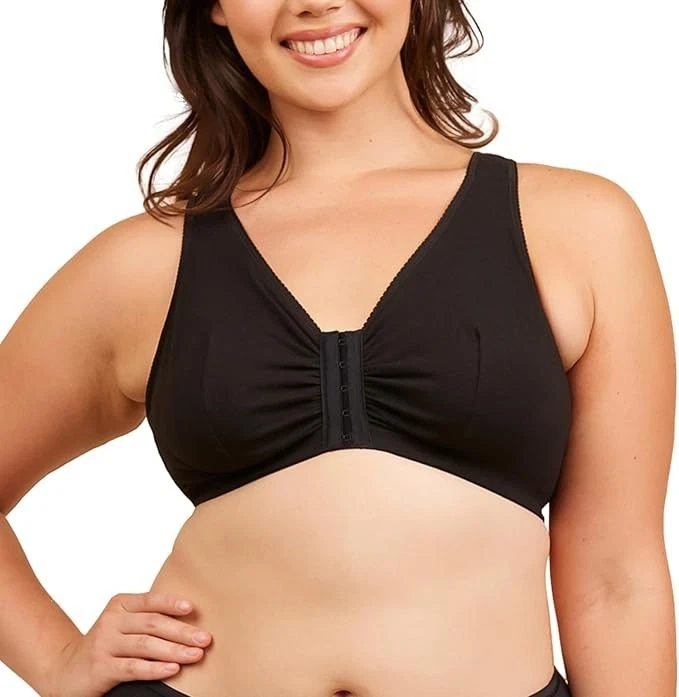 Nuevo sin etiquetas Sujetador Inalámbrico Negro Líder Dama Algodón Meryl Cierre Frontal Talla 48 F/G/H Foto 1 de 1
