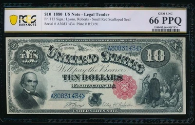 AC Fr 113 1880 $10 Licitación Legal PCGS 66 PPQ Foto 1 de 2