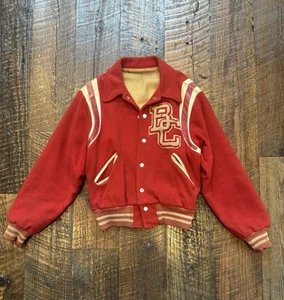 VTG 1960s High School Varsity Jacket 42" - BC Letters Red - Howe Athletic 60s - Picture 1 of 15