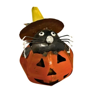 Decoración de Halloween linterna de metal rústico para gatos - Imagen 1 de 4
