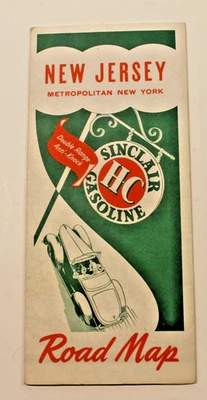 VINTAGE SINCLAIR H-C GASOLINE NEW JERSEY NEW YORK ROAD MAP - Image 1 of 4