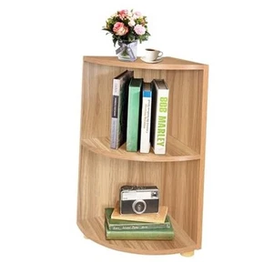 Corner Stand, 2-Tier Small Corner Storage Shelf, Wood Shelves for Oak Color - Picture 1 of 7