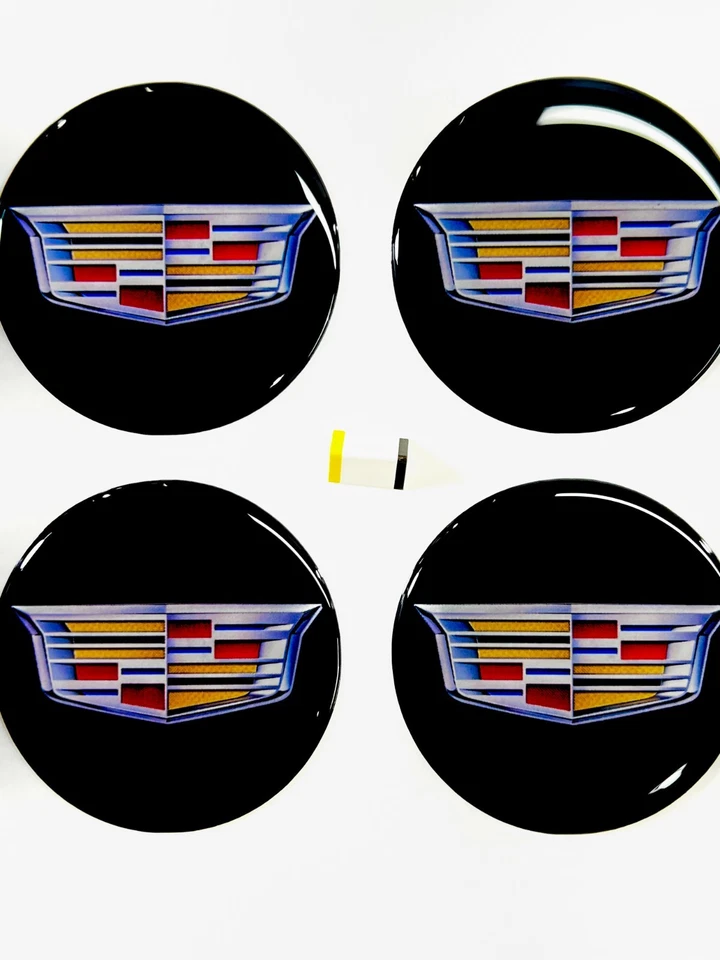 4pcs. All sizes Epoxy Cadillac Emblem logo Sticker decal wheel hub center caps - Image 1 of 2