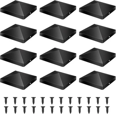 BRAND: ACCENCYC 4x4 Inch Post Caps Wood Fence Resin Black Deck 12Pcs,