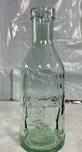 Vintage Absolutely Pure Milk Bottle Cow Embossed Glass "The Milk Protector" - Picture 1 of 9