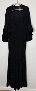 Mac Duggal schwarz Glitzer Rüschenärmel Abendkleid Kleid Größe 10 - Bild 1 von 8