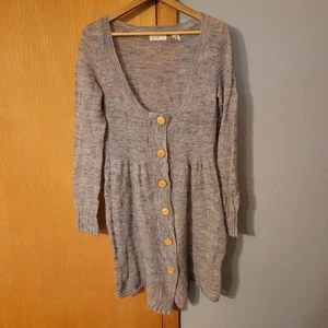 Sleeping On Snow Gr. L grau bunt Wolle Mohair Pullover langes Kleid offen Strick - Bild 1 von 17