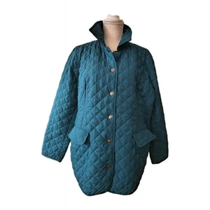 Chico's Quilted Jacket Sz 3 16/18 Green Coat Chic Old Money Heritage - Picture 1 of 5