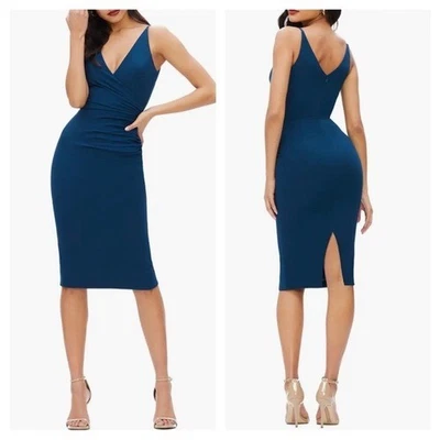 Vestido de Cóctel Dress the Population Azul Pavo Real Crepé Anita Talla XS NUEVO Foto 1 de 4