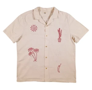 Marine Layer Stretch Salvage Cream Embroidered Resort Button Up Shirt Size Large - Picture 1 of 5