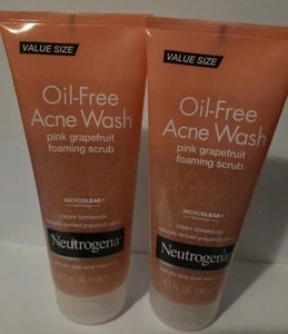 2 Neutrogena Oil-Free Acne Wash Foaming Facial Scrub Pink Grapefruit- 6.7oz Each - Picture 1 of 1