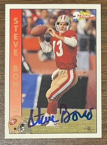 Tarjeta de fútbol americano del Pacífico 1992 autografiada por Steve Bono # 277 San Francisco 49ers - Imagen 1 de 5