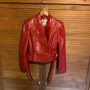 Vintage Berman’s Red Leather Jacket Size XS / Small / 10 - Picture 1 of 5