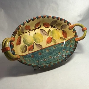 Plato grande para servir de granja otoño otoño arte de mesa cerámica italiana - Imagen 1 de 12