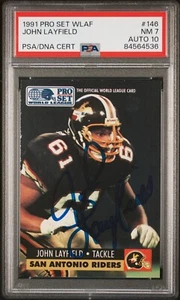 JOHN LAYFIELD (JBL) 1991 PRO SET WORLD LEAGUE SIGNED ROOKIE - PSA 7 w/ 10 AUTO - Picture 1 of 2