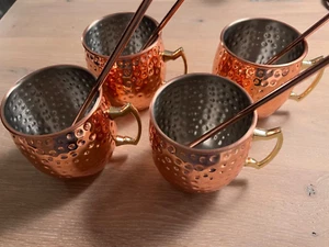 4 x Moscow Mule Becher inkl. Strohhalm, - Bild 1 von 3