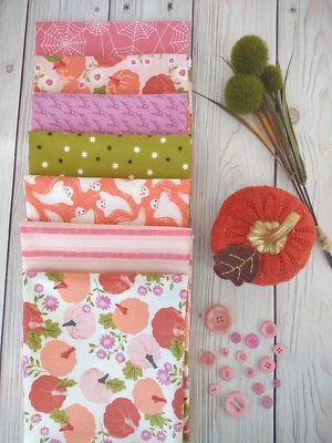 HEY BOO Lella Boutique Fall Halloween Fabric Moda Fabrics 7 fat quarters - Image 1 of 4