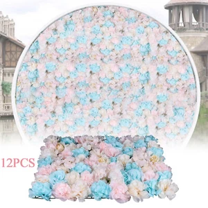 12PCS Artificial Flower Wall Panel White Hydrangea Rose Wedding Backdrop Decor - Picture 1 of 23