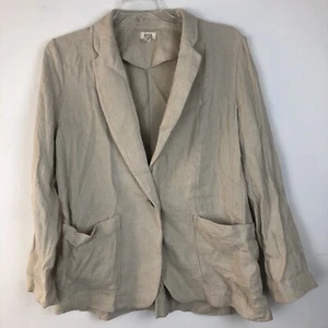 A.N.A Women Blazer Jacket Sz L Linen Cotton S Beige Tan Coastal Lagenlook Office - Picture 1 of 6