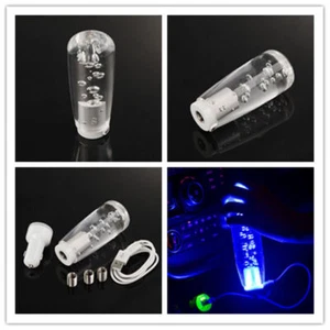 100 mm USB Acrílico Coche LED Cristal Burbuja Azul Manual Cambio de Engranajes Palanca de cambios + - Imagen 1 de 6