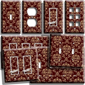 VICTORIAN ERA BURGUNDY ROYAL MOTIF LIGHT SWITCH OUTLET WALL PLATE ART ROOM DECOR - Picture 1 of 34