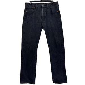 Levis 501 Original Fit BUTTON FLY 33x32 100% Cotton Denim Jeans Black Button - Picture 1 of 8
