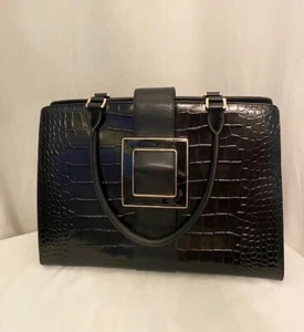 Authentic Anne Fontaine Croc-Embossed Oversized Carryall Tote - Picture 1 of 9