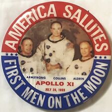 Vintage 1969 🚀 Apollo NASA First Men on Moon Pin Pinback, Americana History!