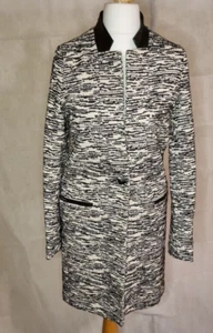 Black & White Julie Brandt Midi Lined Cotton Covert Coat Jacket Size 38 UK 10 - Bild 1 von 10