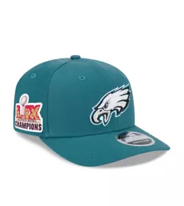 Eagles Super Bowl LIX Champs Side Patch 9SEVENTY Stretch Snap Adj Hat New Era - Picture 1 of 6