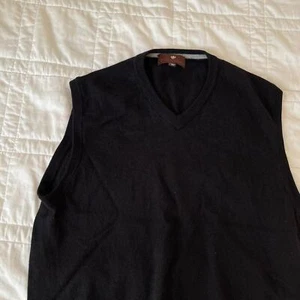 Vintage 90s knit merino wool sweater vest Toscano mens large preppy gothic - Picture 1 of 3
