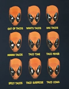 Marvel Comics Hero's Mad Engine Deadpool Love Tacos blau 2XL Baumwolle Grafik T-Shirt - Bild 1 von 11