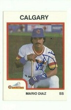 Mario Diaz 1987 ProCards Calgary Cannons autographed auto signed card 