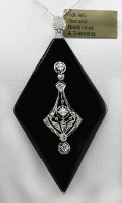 COLGANTE DE ÓNIX NEGRO GENUINO Y DIAMANTES DE 1,07 quilates oro 18k * Valoración gratuita ** Foto 1 de 3