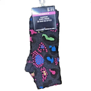 Funky Retro Novelty PAISLEY KNEE SOCKS Black/Multi Cheetah Leopard Animal Prints - Picture 1 of 4