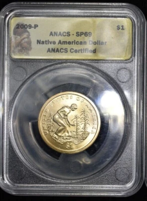 2009-P NATIVE AMERICAN DOLLAR ✪ ANACS SP-69 ✪ $1 SATIN FINISH COIN ◢TRUSTED◣ - Image 1 of 2