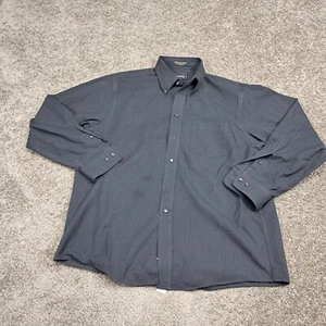 Arrow Men's Dress Shirt Winkle Free Oxford Striped Black 17-34/35 RN28961 - Picture 1 of 7