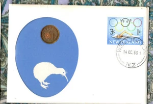 1968 99 Azienda Primo Giorno Emissione Nuova Zelanda 1 Centesimo KM-31.1 Busta Sigillata 35K - Foto 1 di 2