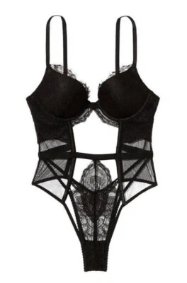 Sujetador Victoria’s Secret XL Push-Up Corte Encaje Peluche Negro Foto 1 de 4