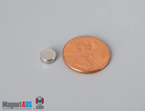 8pcs 1/4"diax 1/10" N40 6.35mmx 2.5mm Rare Earth Neodymium Fridge Disc Magnets - Picture 1 of 3