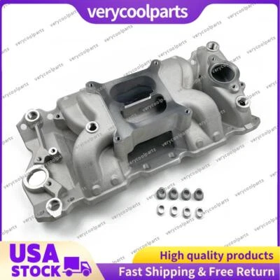 Colector de admisión de aluminio plano doble SBC para Chevrolet V8 265-400 bloque pequeño Foto 1 de 4