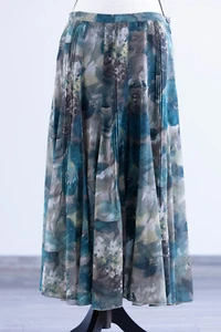 JONES NEW YORK COLLECTION Lined Skirt Size 6 Green Floral Midi Calf - Picture 1 of 5