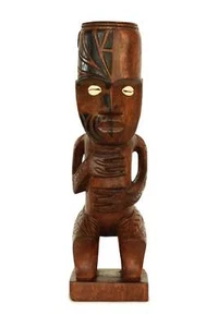 Estatua tribal primitiva de madera de 12" hecha a mano escultura Tiki Bar figura - Imagen 1 de 6